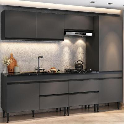 Cozinha Completa Modular Milano MP2399 8 Portas 2 Gavetas 251,5cm Cinza Grafite Multimóveis