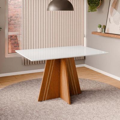 Mesa De Jantar Com Vidro 4 Lugares Multimóveis Cr50247 Cinamomo-off White