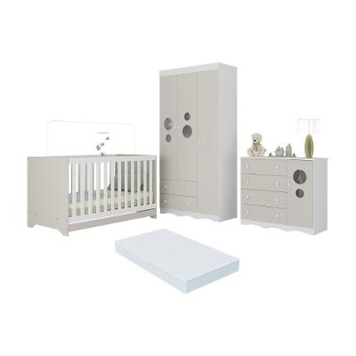 Quarto de Bebê Completo Mp4639 4 Portas 6 Gavetas em MDP MDF Branco-off White Multimóveis