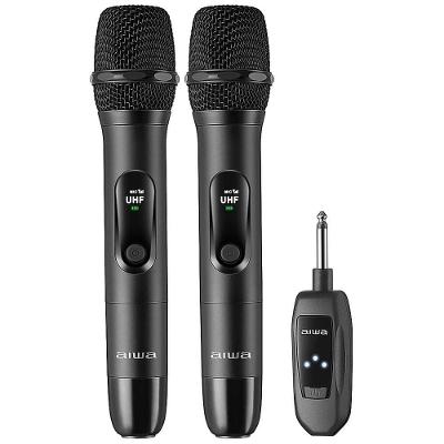 Microfone sem Fio 78881-01 UHF Digital 2.4GHZ Dual Channel Bateria Recarregavel Aiwa
