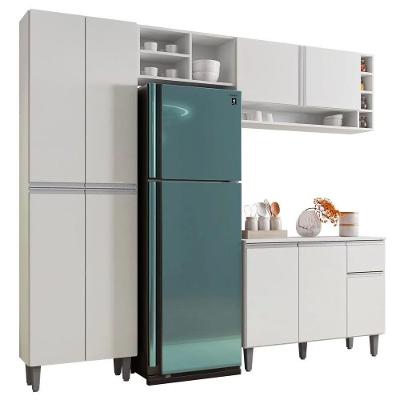 Cozinha 230Cm Com Balcão E Armário Aéreo Branco
