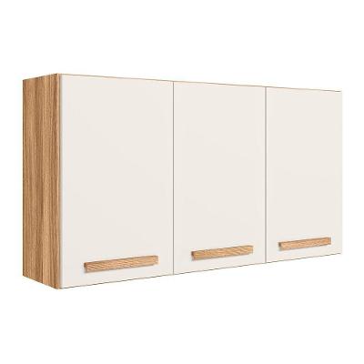 Armário Aereo 3 Portas 120cm Intenza - Ssx Multicoisas Freijo-off White Cristal