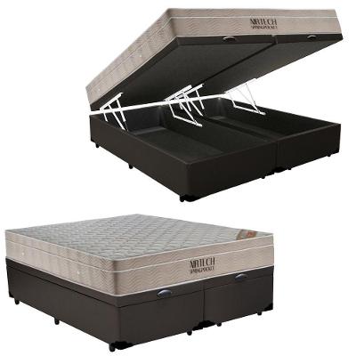 Cama Box Bau King Airtech Euro Pillow Molas Ensacadas Courino Marrom Ortobom