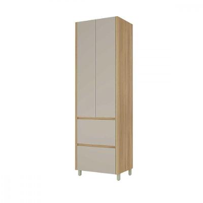 Paneleiro Rainha 2 Portas 2 Gavetas MDF 70cm Nature Greige Nesher Móveis