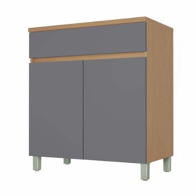 Balcão de Cozinha Realeza Premium 2 Portas 1 Gaveta MDF 80cm Carvalho Nesher Móveis