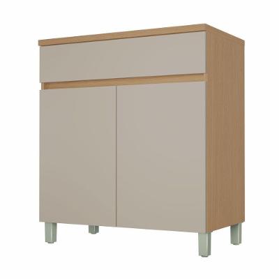 Balcão Realeza Premium 2 Portas 1 Gaveta MDF 80cm Carvalho Greige Nesher Móveis