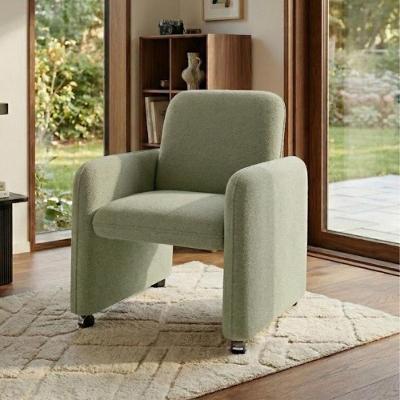 Poltrona Roma Decorativa Reclinavel Tecido Boucle Verde para Sala de Estar Matrix