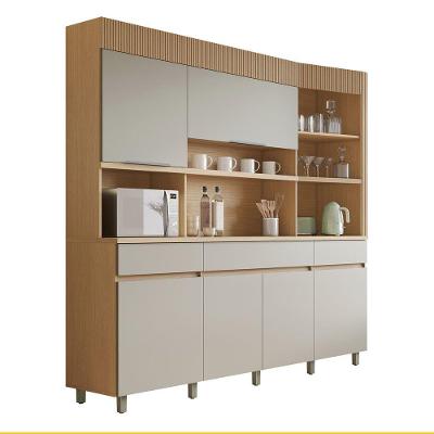 Cozinha Realeza 6 Portas 3 Gavetas MDF 220cm Carvalho Greige Nesher Móveis