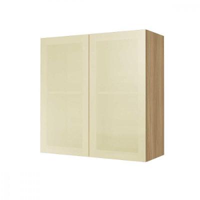 Armário Aéreo Rainha 80cm 2 Portas Vidro Reflecta MDF Nature Nesher Móveis