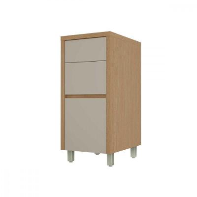 Balcão Condessa 3 Gavetas MDF 40cm Carvalho Greige Nesher Móveis