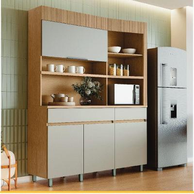 Cozinha Realeza Torre Angular 4 Portas 2 Gavetas MDF Carvalho Greige Nesher Móveis