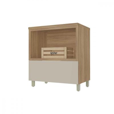 Balcão para Forno Marquesa 1 Gaveta MDF 80cm Verde Nature Greige Nesher Moveis