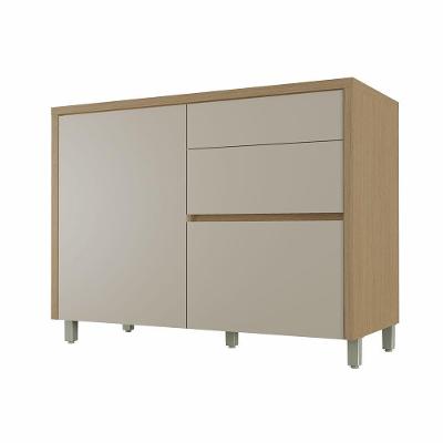 Balcão Condessa 1 Porta 3 Gavetas MDF 120cm Carvalho Greige Nesher Móveis