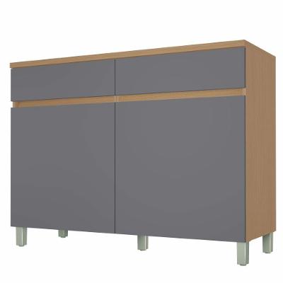 Balcão Realeza Premium 2 Portas 2 Gavetas MDF 120cm Carvalho Titanio Nesher Móveis