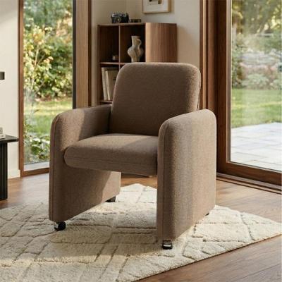 Poltrona Roma Decorativa para Sala Boucle Encosto Confortavel Marrom Matrix