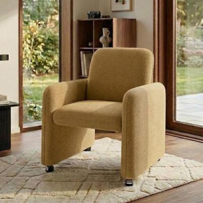 Poltrona Roma Decorativa Boucle Mostarda Encosto Reclinavel para Sala Matrix