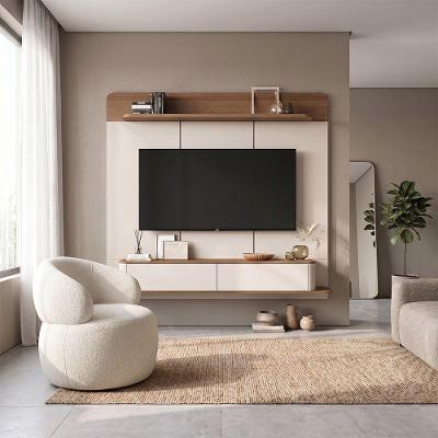 Conjunto Painel Suspenso e Poltrona Eloah para TV 70 Polegadas MDP MDF Off White Concept 2
