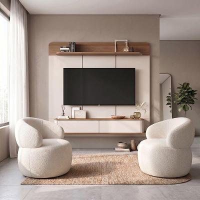 Conjunto Sala Painel Suspenso Concept para TV 70 Polegadas Off White Home Design