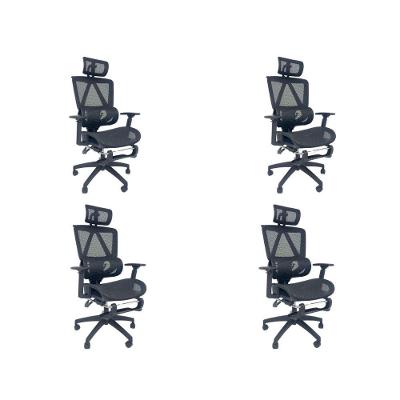 Kit 4 Cadeiras de Escritório Titan Presidencial Tela Mesh Rodízios Preta Oficial Webshop