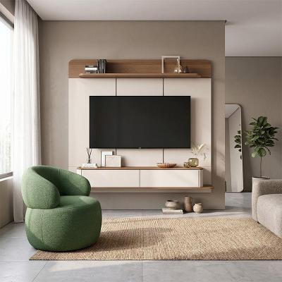 Conjunto Sala Painel Suspenso Concept com Poltrona Eloah 2 Prateleiras MDP MDF 180cm Verde