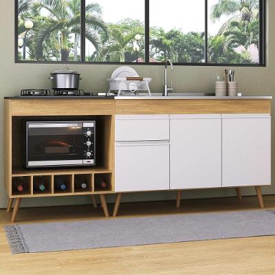 Kit Balcão de Cozinha para Pia e Cooktop Veneza MP2384 3 Portas MDP 190cm Branco Multimóveis
