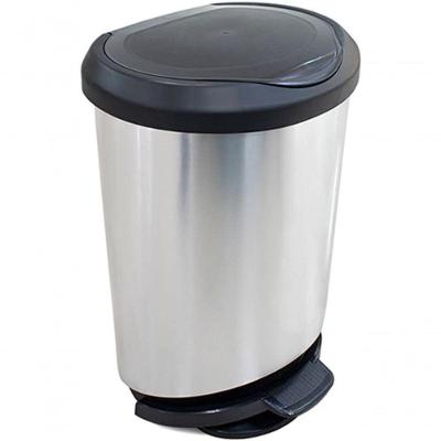 Lixeira com Pedal Label 45L Polipropileno Abertura por Pedal Trava Saco Prata Arqplast