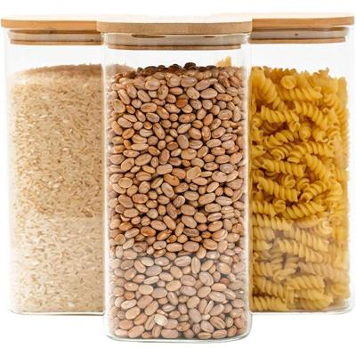 Pote para Alimentos Secos Kit 4 Potes Vidro Borossilicato Tampa de Bambu Vedacao Hermetica Tudo