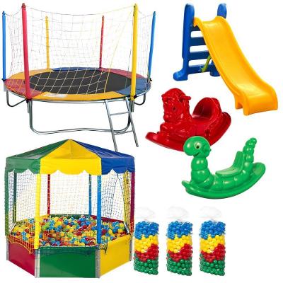 Trampolim 2,30m Piscina Oitavada 1500 Bolas Escorregador Medio 2 Gangorras Rotoplay Brinquedos
