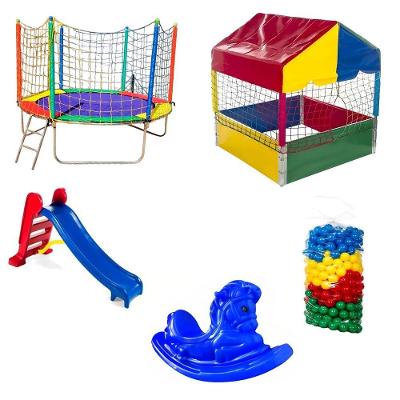Kit de Brinquedos Pula 2,30m Piscina 1,00m Escorregador Médio Gangorra 1 Lugar Rotoplay Brinquedos