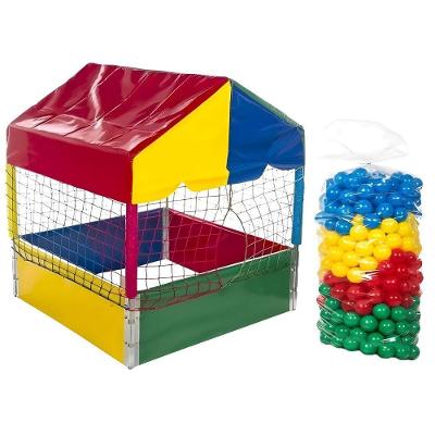 Piscina de Bolinhas 1,00M Quadrada Kit Infantil com 500 Esferas Coloridas Atóxicas Rotoplay