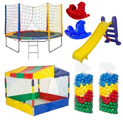Kit de Brinquedos Pula 2,44m Piscina 1,50m Escorregador Médio 2 Gangorras Rotoplay Brinquedos