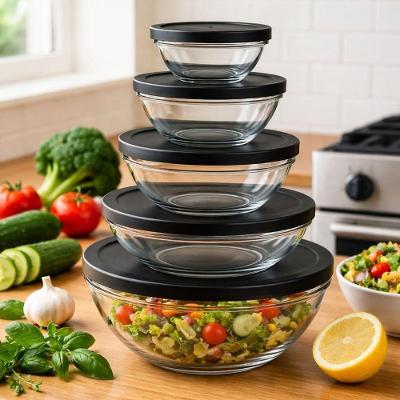 Conjunto de Bowls de Vidro Hermeticos para Armazenar Alimentos 5 Pecas Transparente Studios