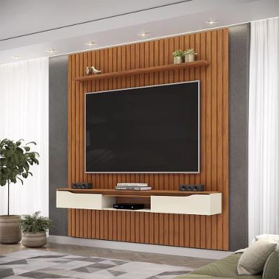 Painel Suspenso para Tv 65 Seko 223cm Mdf-mdp Ripado Freijó-off White Gran Belo