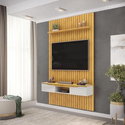 Painel para TV Suspenso Ripado Seko 55 143cm MDF Portas Basculantes Cedro-bali Gran Belo