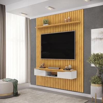 Painel para Tv 65 Suspenso Ripado Seko 184cm com Porta Basculante Cedro-bali Gran Belo