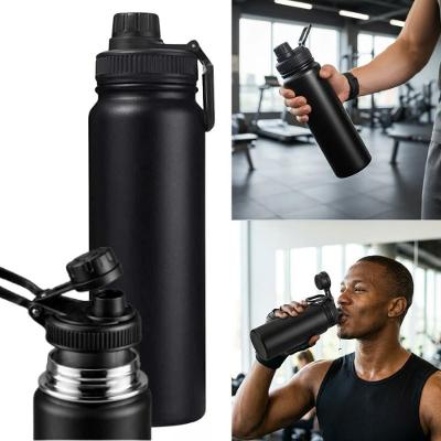 Garrafa Térmica de Água Inox 800ML Antivazamento Bpa Free Uso Diário Academia Escritório Preto