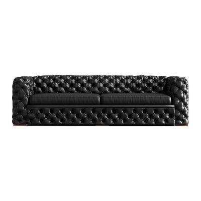 Sofá Gênova G58 3 Lugares 240cm Preto Couro Estrutura Madeira Gran Belo