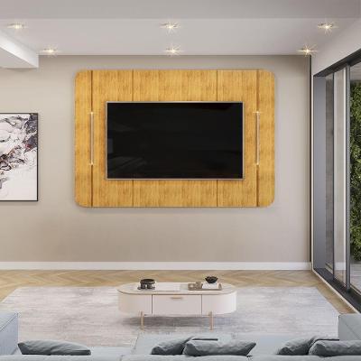 Painel para TV Deep Até 65 G18 MDF com Luminárias Douradas Marrom Gran Belo