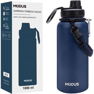 Garrafa Térmica Esportiva 950ML Aço Inoxidável 304 Parede Dupla Azul CADINA