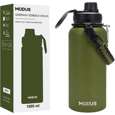 Garrafa Térmica Esportiva Aço Inoxidável 950ML Isolamento a Vácuo Verde Modus Games