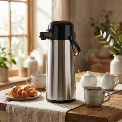 Garrafa Térmica Air Pot para Bebidas Aço Inox 1,8L Sistema de Pressão Inox Invicta