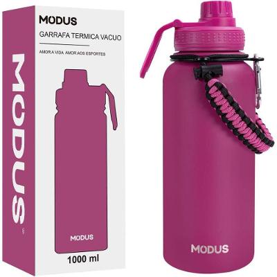 Garrafa Térmica Esportiva 950ML Aço Inoxidável Isolamento a Vácuo Vermelho Rosa CADINA