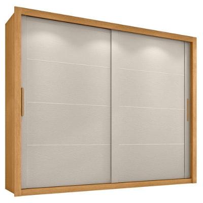 Guarda Roupa Casal Imperador Plus 2 Portas de Correr 6 Gavetas Cinamomo Areia Fosco Zanzini Móveis