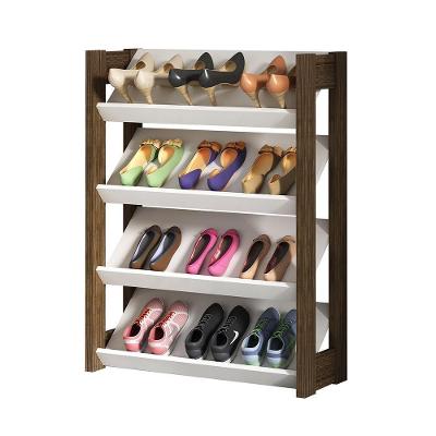 Sapateira Baixa AZ1025 4 Prateleiras 69cm MDP Branco Nogal Gran Belo