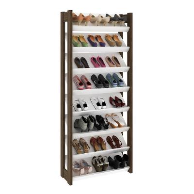 Sapateira Estante AZ1006 8 Prateleiras 69cm MDP Branco Nogal Gran Belo