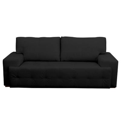 Sofá 3 Lugares Roma G58 230cm Couro Preto para Sala de Estar Gran Belo