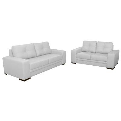Jogo de Sofá Milano G58 5 Lugares Branco Couro para Sala de Estar Gran Belo