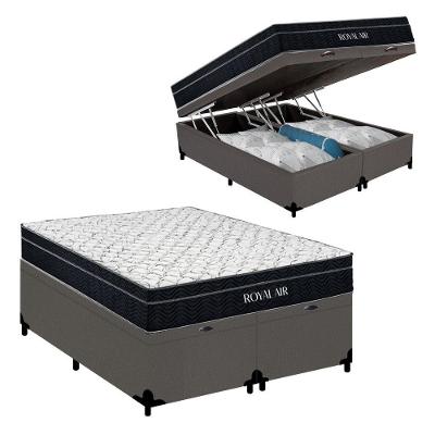 Cama Box Baú Casal 138cm Royal Air Molas Ensacadas Suede Bege
