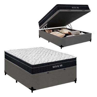 Cama Box com Baú Casal Royal Air Molas Ensacadas Suede Cinza Royal