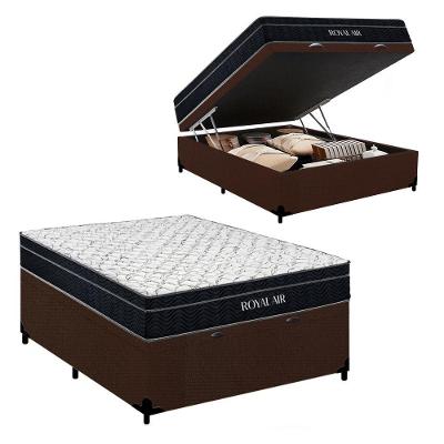 Cama Box com Baú Casal 138cm Royal Air Molas Ensacadas Suede Marrom Royal